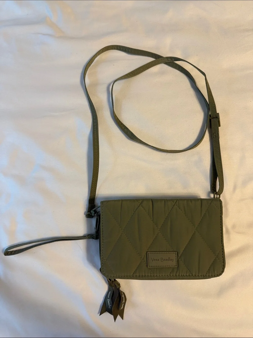 Vera Bradley Quilted Olive Green Crossbody Wallet